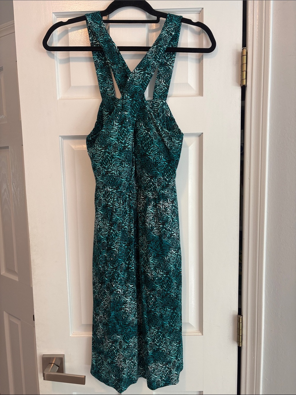 Soma Y Neck Short Halter Dress in Textured Lake Deep Wave